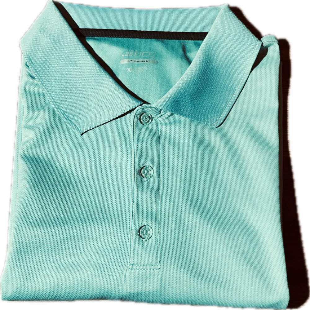 BCG~ Men's Golf Shirt ~ Aqua Blue ~ Size XL~Short Sleeve ~3 Button ~ Polo Shirt